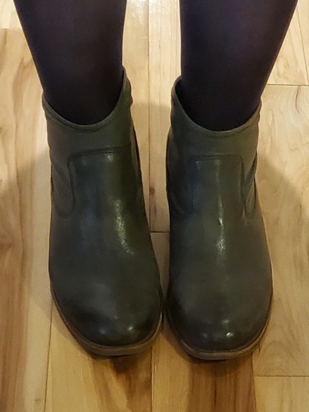 Women's Blue/Gray Leather Ankle Boots